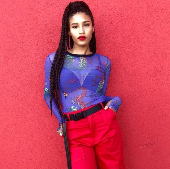 Mesh Dragon Long Sleeve Print 90s y2k style Top - Picture 12 of 14